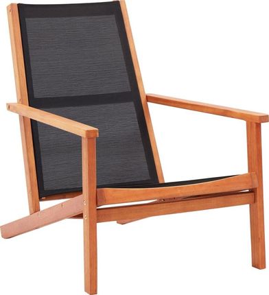 Vidaxl Krzesło Ogrodowe Czarne Lite Drewno Eukaliptusowe I Textilene 48699