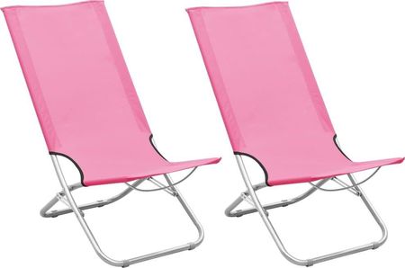 Vidaxl Składane Krzesła Plażowe 2szt. Różowe Obite Tkaniną