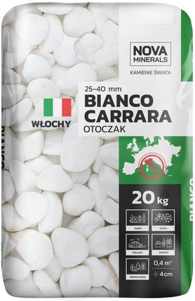 Otoczak Carrara 20 Kg 25 - 40mm Biały Nova Minerals