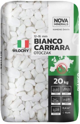 Otoczak Carrara 20 Kg 12 - 16mm Biały Nova Minerals
