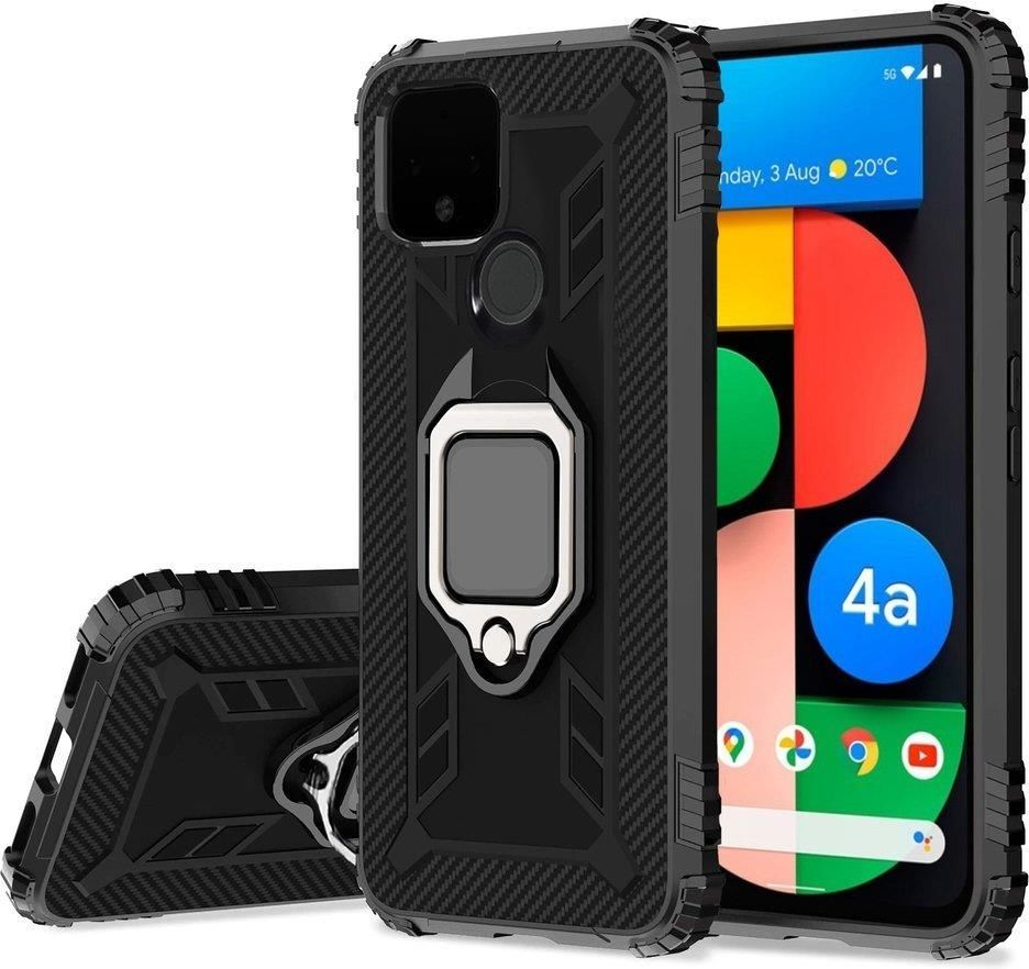 Custodia In Fibra Di Carbonio Per Google Pixel 4A 5G / Pixel 5XL | Cover Sottile Antiurto In TPU Morbido | Texture Opaca Antimpronta (Blu)
