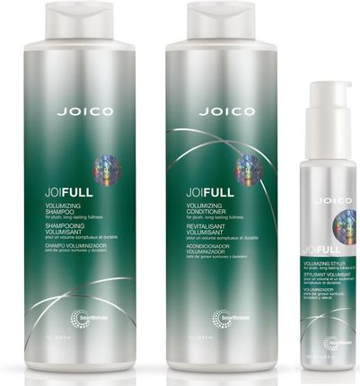 Joico JoiFull Zestaw zwiększający objętość włosów: szampon 1000ml + odżywka 1000ml + termoochronny krem 100ml