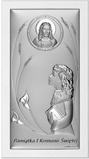 Zdjęcie Pamiątka Pierwszej Komunii Świętej srebrny obrazek z dziewczynką 11x20 cm 1832054 - Kościan
