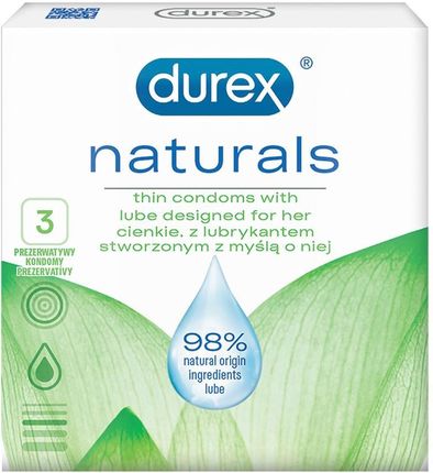 Durex Naturals Prezerwatywy Cienkie 3szt.