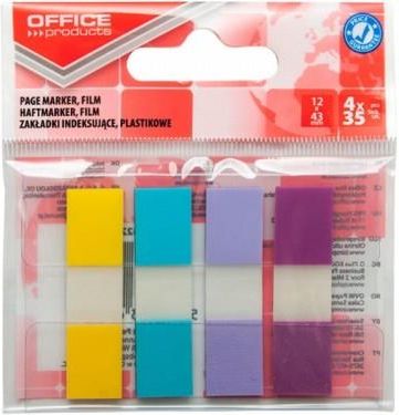 Office Products Zakładka Indeksująca Z Eko Dyspesnerem 14X43Mm 4X35K Zawieszka Mix 60 Mic Plastik