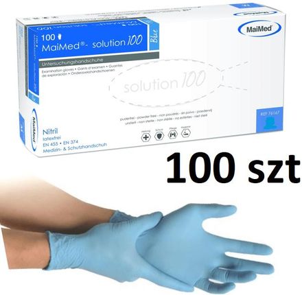 Rękawice nitrylowe niebieskie 100 szt.  (M)