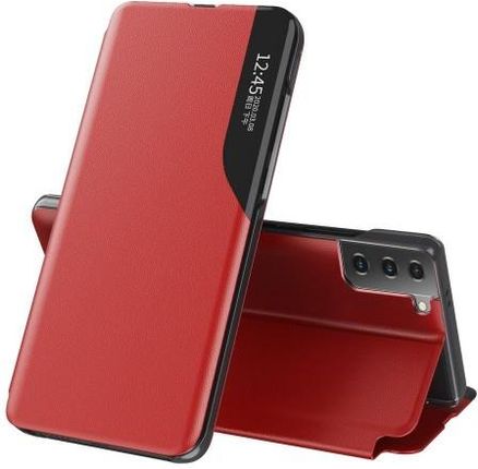 Hurtel Eco Leather View Case elegancki futerał etui z klapką i funkcją podstawki Samsung Galaxy S21+ 5G (S21 Plus 5G) czerwony