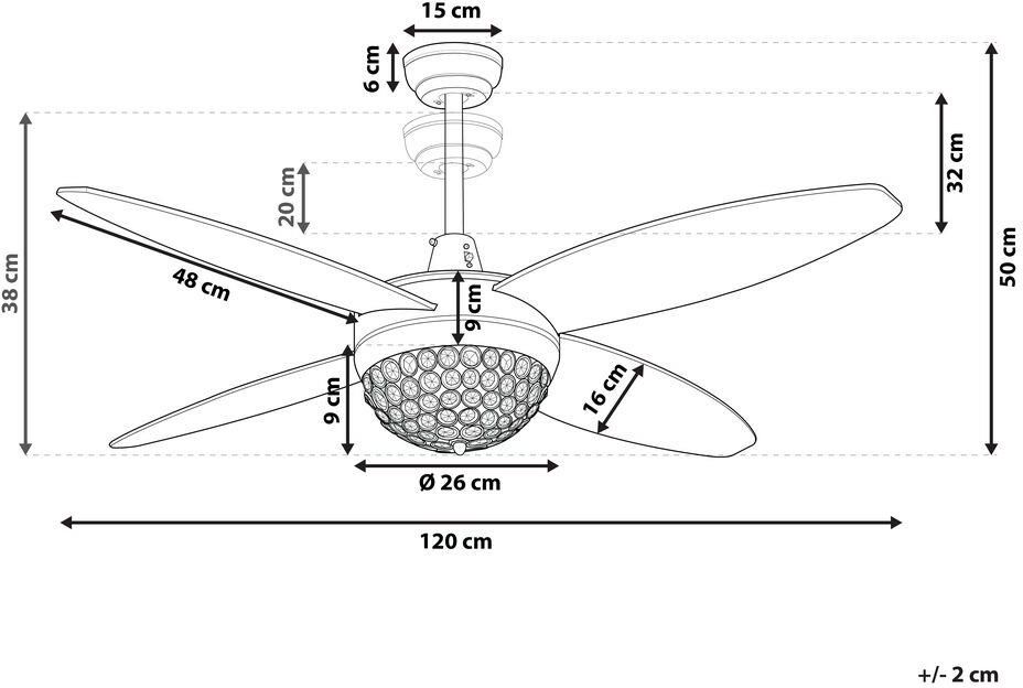 Beliani Wentylator sufitowy z oświetleniem lampa wiatrak metal srebrno-szary Zarqa