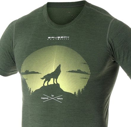 TREKKINGOWA ODDYCHAJĄCA KOSZULKA T-SHIRT WZ. WILK