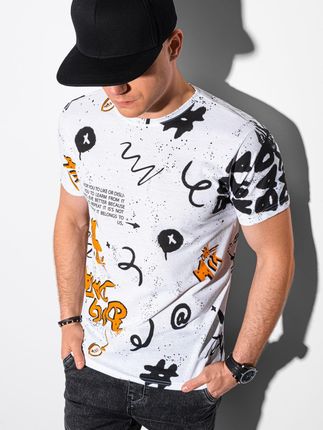 Ombre Clothing T-Shirt Męski Z Nadrukiem S1415 - Biały - S - Ceny i opinie T-shirty i koszulki męskie SNSQ Ombre Clothing T-Shirt Męski Z Nadrukiem S1415 - Biały - S - Ceny i opinie T-shirty i koszulki męskie SNSQ
