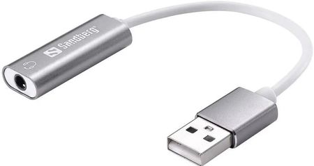 Sandberg adapter Headset USB converter 3,5mm jack na USB, biały/srebrny