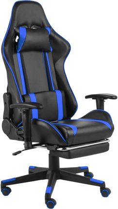 vividaXL Obrotowy fotel gamingowy z podnóżkiem niebieski PVC 20485