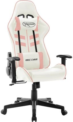 vidaXL Fotel dla gracza biało-różowy sztuczna skóra 20534