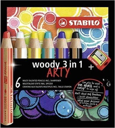 Stabilo Kredki Woody Arty 3W1 + Temperówka 6 Kolorów