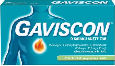 Gaviscon lek na zgagę refluks tabletki 16 szt smak miętowy