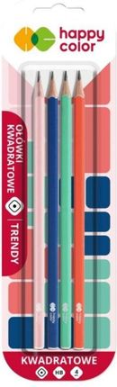 Gdd Ołówek Kwadratowy Trendy Hb Happy Color 4Szt.