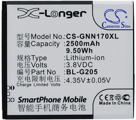 Cameron Sino Gionee GN170 / BL-G205 2500mAh 9.50Wh Li-Ion 3.7V (CSGNN170XL)