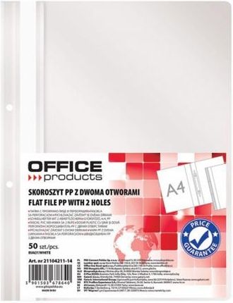 Office Products Skoroszyt Products Pp A4 2 Otwory 100 170Mikr. Wpinany Biały 50szt.