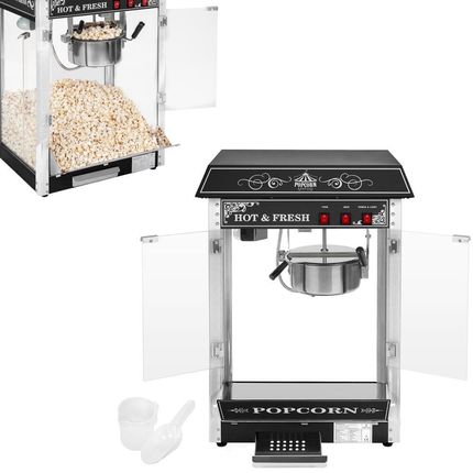 Royal Catering Profesjonalna Wydajna Maszyna Do Popcornu Nastawna 230V 1.6Kw Czarna