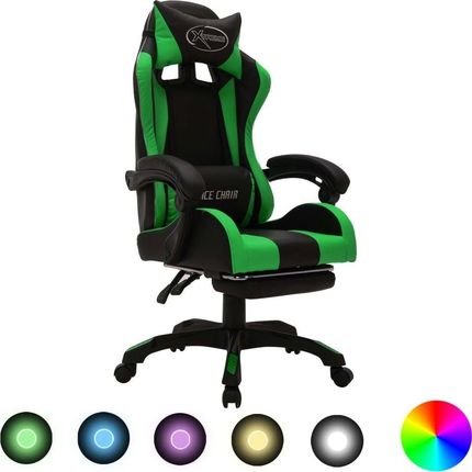 vidaXL Fotel Dla Gracza z RGB LED Zielono-Czarny 288009