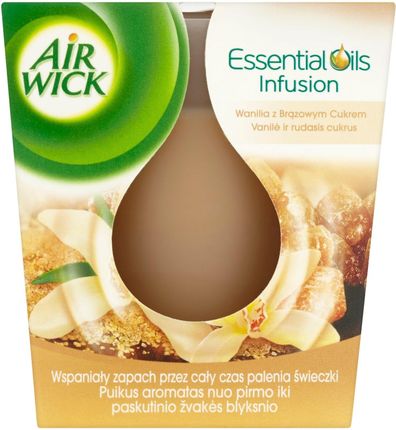 Air Wick Essential Oils Świeczka Zapachowa Wanilia Z Brązowym Cukrem 105 G