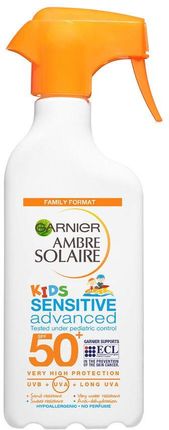 Garnier Ambre Solaire Sensitive Advanced Spray ochronny z rozpylaczem dla dzieci SPF 50+ 300 ml