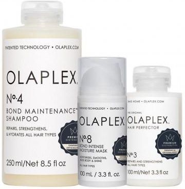 Zestaw Olaplex No. 3, No. 4, No. 8 - zestaw odbudowujący do włosów suchych i zniszczonych
