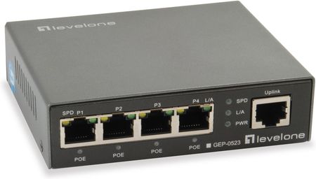 Levelone 5-Port Gigabit PoE Switch - 802.3at/af PoE - 4 PoE Outputs - 60W - Gigabit Ethernet (10/100/1000) - Power over Ethernet (GEP0523)