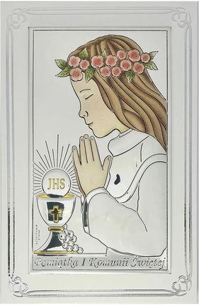 Obrazek na panelu Pamiątka I Komunii Świętej dziewczynka kolor | Rozmiar: 9x13 cm | SKU: VL831/3COL