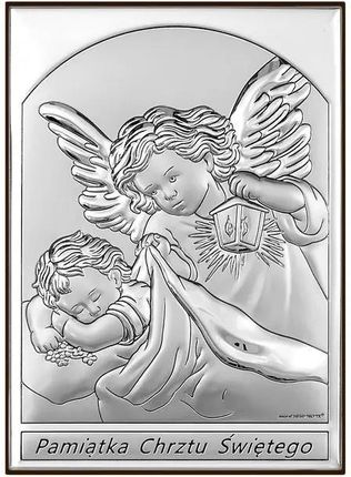 Beltrami Srebrny Obrazek Anioł Stróż Na Chrzest 6X9 Cm Bc6669S/2