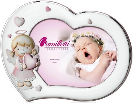 Camilletti_Argenterie Ramka Dziecięca Serce Z Aniołkiem 10X15 Cm Różowy Cm185497