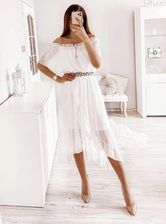 Biała sukienka hiszpanka z falbankami Tutti - biały - Ceny i opinie -  