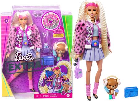 Barbie Extra Moda Lalka Kurtka futerkowe rękawy/Karbowane blond włosy (GRN27/GYJ77) 