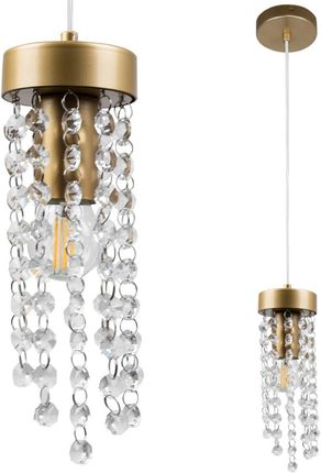 Polux Glamour LAMPA wisząca GEA metalowa OPRAWA zwis z kryształkami złoty (316226)