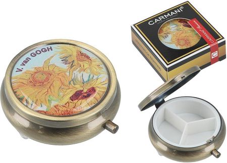 Puzdreko na tabletki okrągłe małe - V. van Gogh, Słoneczniki (CARMANI)