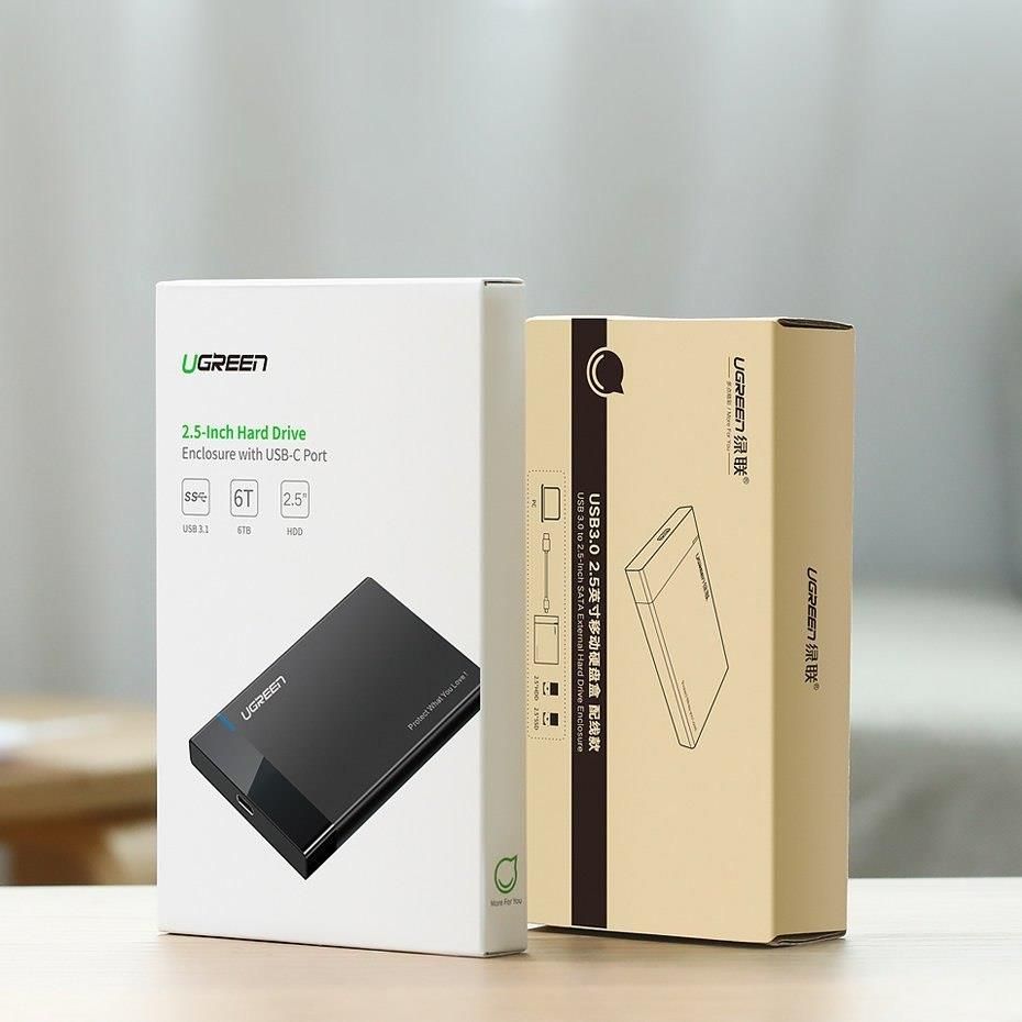 Ugreen Kieszeń Na Dysk Hdd Ssd Obudowa Dysku Sata 2,5'' Usb 3.2 Gen 1 (5 Gbps) Usb Typ C + Kabel 0,5 M Czarny (Us221 50743) (US22150743)