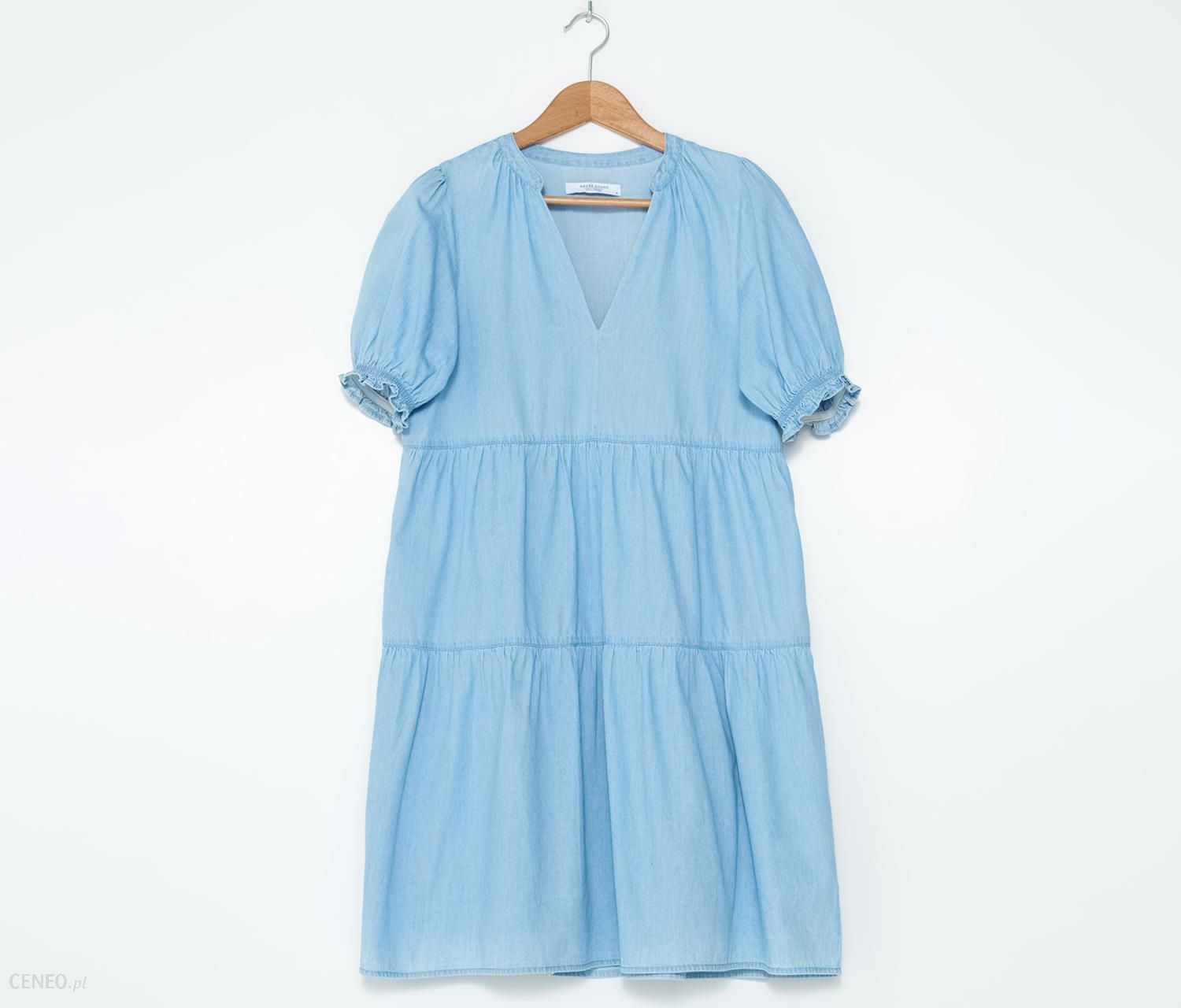 House - Denimowa sukienka z dekoltem w serek - Niebieski - Ceny i opinie -  