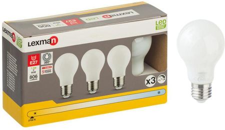 Lexman Żarówka LED E27 3 szt. (230 V) 7.5 W 806 lm Ciepła biel