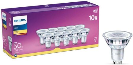 Philips Żarówka LED GU10 10 szt. 4.6 W = 50 355 lm Ciepła