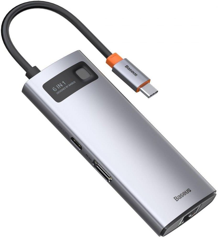 BASEUS HUB 6W1 METAL GLEAM SERIES, USB-C DO 3X USB 3.0 + HDMI + USB-C PD + ETHERNET RJ45 (6953156204645) (6953156204645) - zdjęcie 1 BASEUS HUB 6W1 METAL GLEAM SERIES, USB-C DO 3X USB 3.0 + HDMI + USB-C PD + ETHERNET RJ45 (6953156204645) (6953156204645)