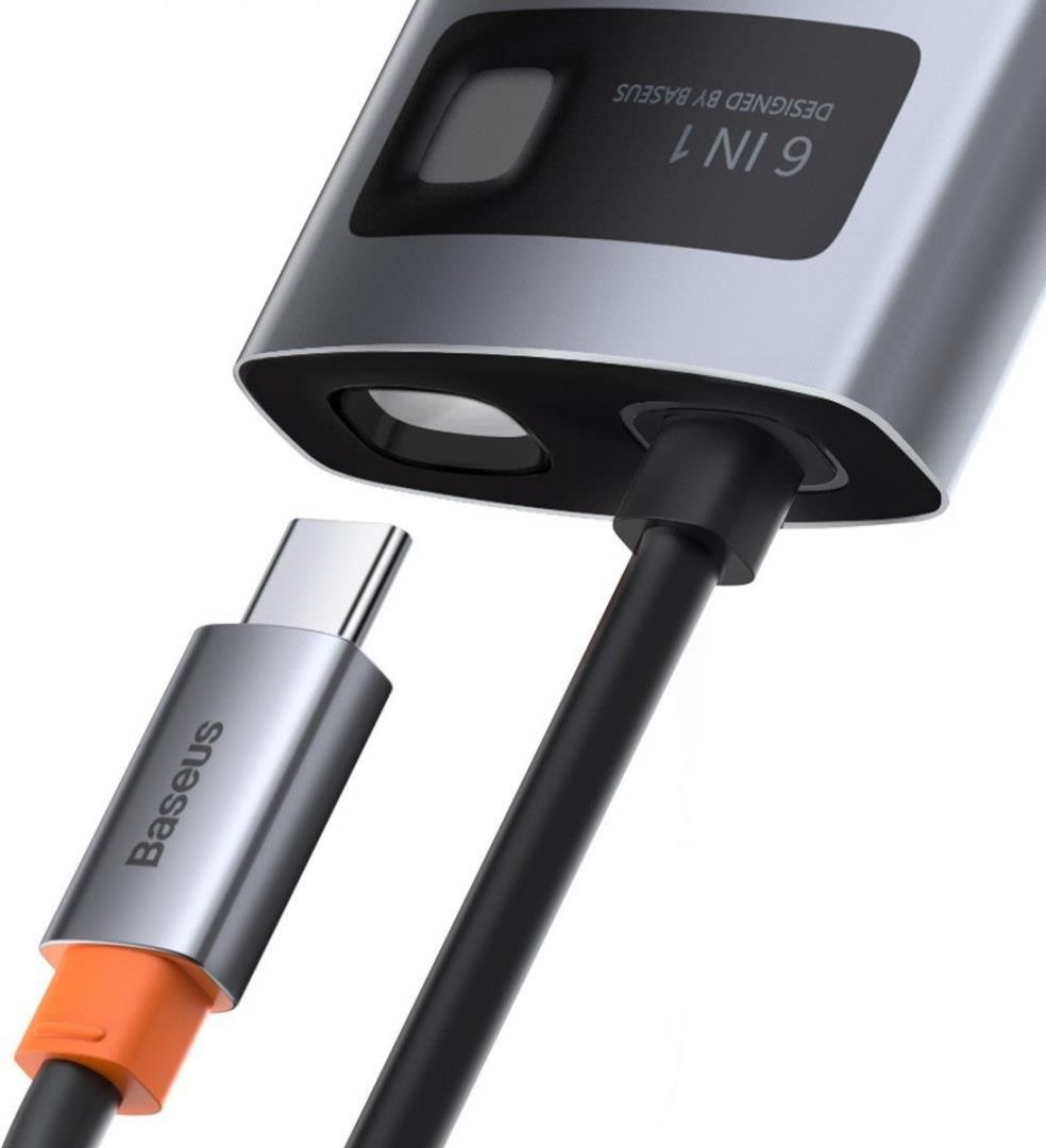 BASEUS HUB 6W1 METAL GLEAM SERIES, USB-C DO 3X USB 3.0 + HDMI + USB-C PD + ETHERNET RJ45 (6953156204645) (6953156204645) - zdjęcie 3 BASEUS HUB 6W1 METAL GLEAM SERIES, USB-C DO 3X USB 3.0 + HDMI + USB-C PD + ETHERNET RJ45 (6953156204645) (6953156204645)