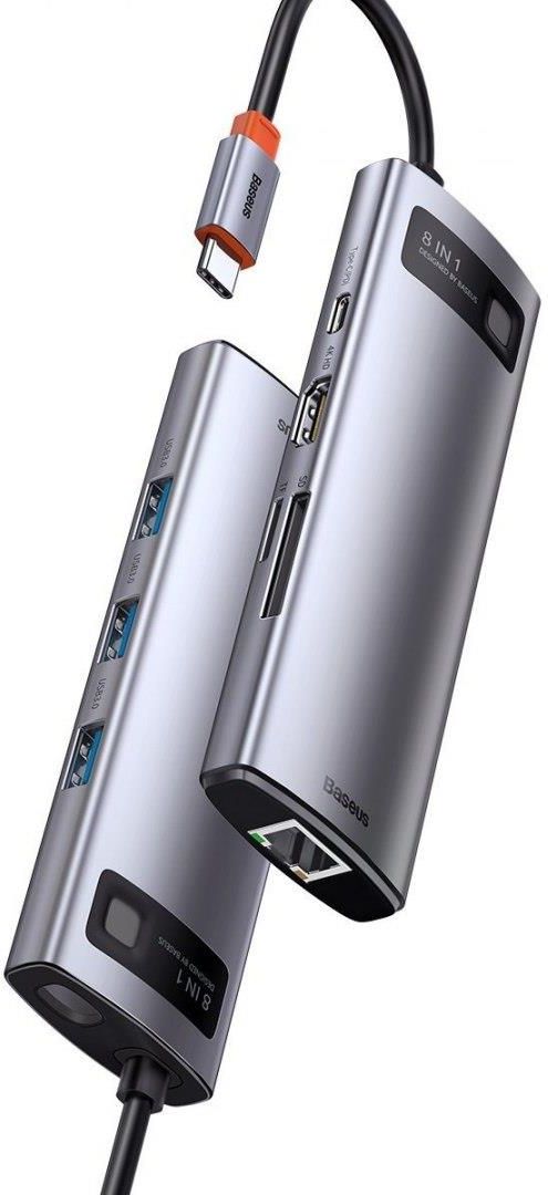 BASEUS HUB 8W1 METAL GLEAM SERIES, USB-C DO 3X USB 3.0 + HDMI + USB-C PD + ETHERNET RJ45 + MICROSD/SD (6953156204652) (6953156204652) - zdjęcie 4 BASEUS HUB 8W1 METAL GLEAM SERIES, USB-C DO 3X USB 3.0 + HDMI + USB-C PD + ETHERNET RJ45 + MICROSD/SD (6953156204652) (6953156204652)