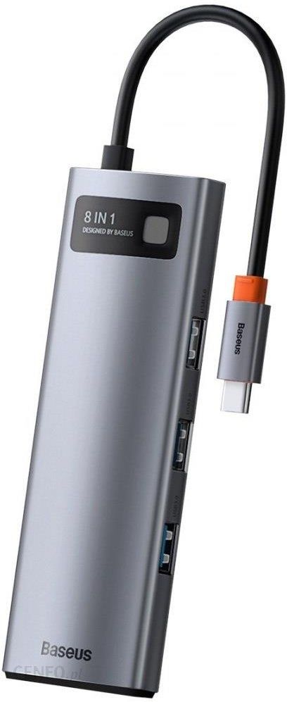 BASEUS  HUB 8W1 METAL GLEAM SERIES, USB-C DO 3X USB 3.0 + HDMI + USB-C PD + ETHERNET RJ45 + MICROSD/SD (6953156204652)  (6953156204652)