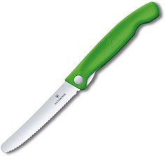 Zdjęcie Victorinox Nóż Składany KuchennyGreen Ząbkowane Ostrze Z Zaokrąglonym Czubkiem (6.7836.F4B) - Siechnice