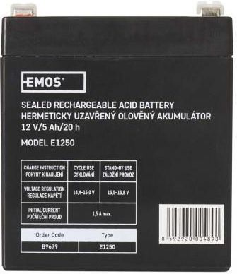 Ołów baterii EMOS bezúdržbový 12 V/5Ah, faston 6,3 mm (B9679)