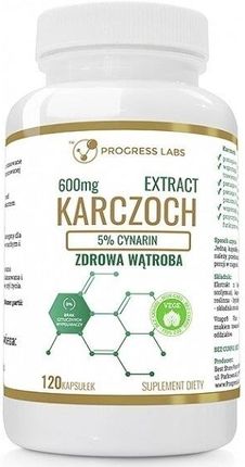 Progress Labs Karczoch Extract 600mg 5% Cynarin 120 Kaps