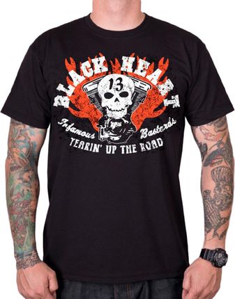 Black Heart T-Shirt Koszulka Flathead Skull, Czarny, M