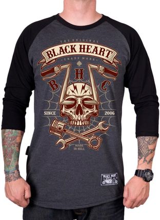 Black Heart Koszulka Z Długim Rękawem Longsleeve Chopper Skull Rg, Szary, M