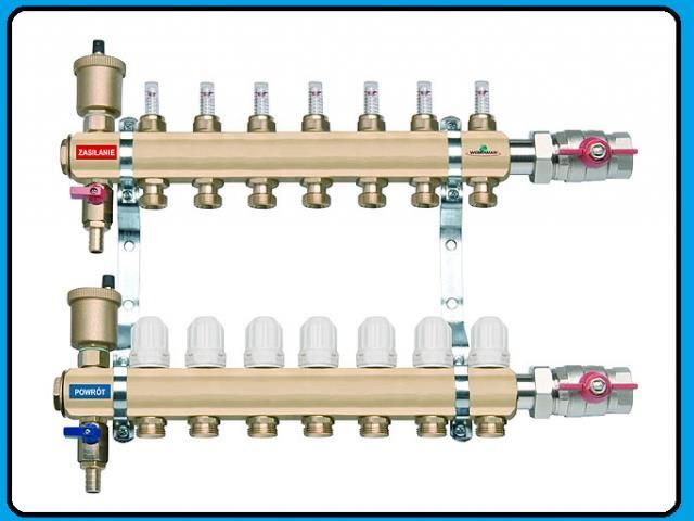 FERRO Rozdzielacz 9 obwodowy z zaworami termostatycznymi i przepływomierzami RZP09