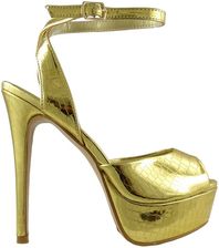 Złote sandały na platformie buty damskie